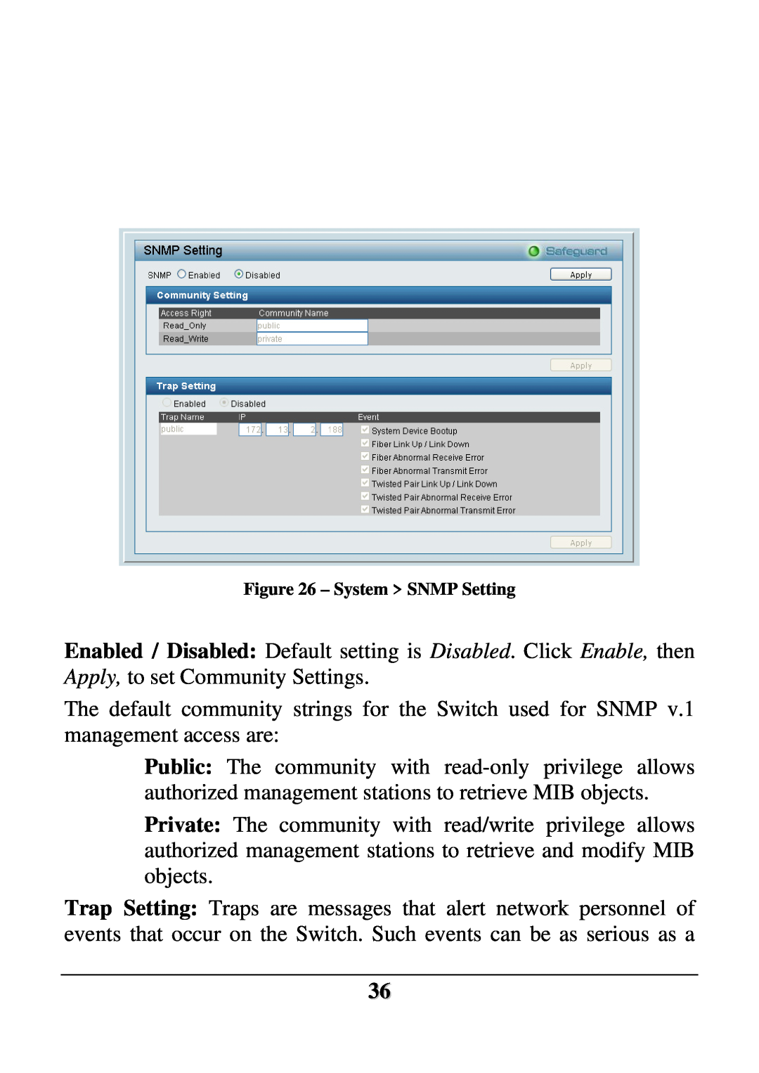 D-Link DES-1228 user manual System SNMP Setting 