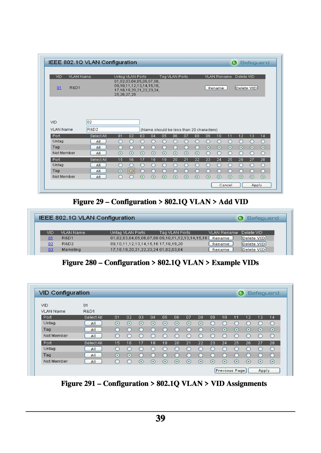 D-Link DES-1228 user manual Configuration 802.1Q VLAN Add VID, Configuration 802.1Q VLAN Example VIDs 