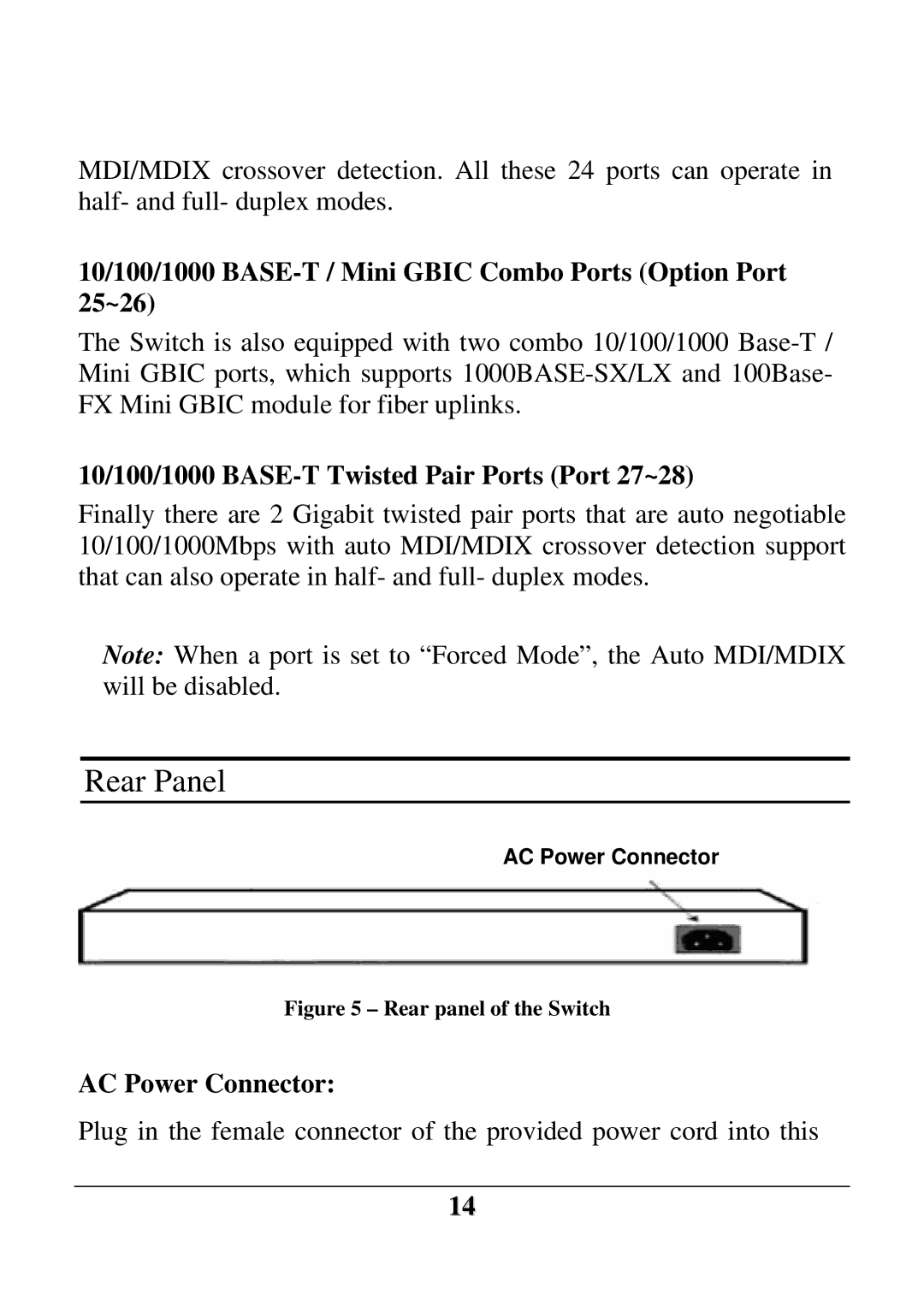 D-Link DES-1228 user manual Rear Panel, 10/100/1000 BASE-T Twisted Pair Ports Port 27~28, AC Power Connector 