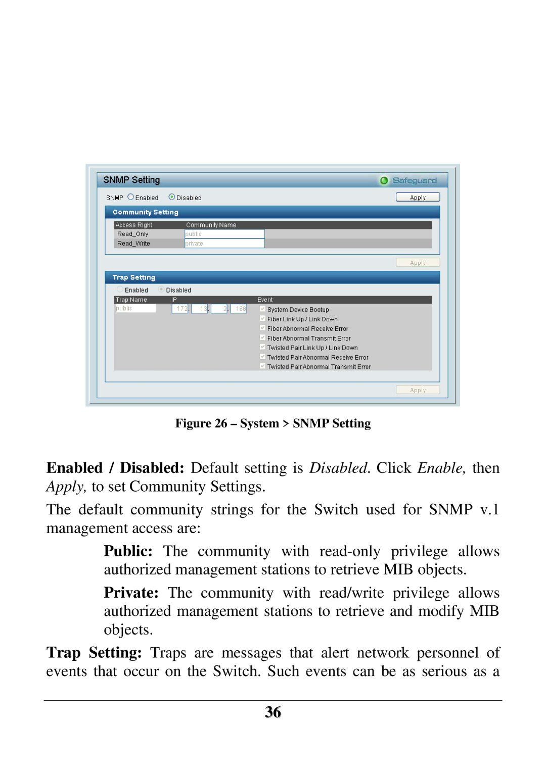 D-Link DES-1228 user manual System Snmp Setting 