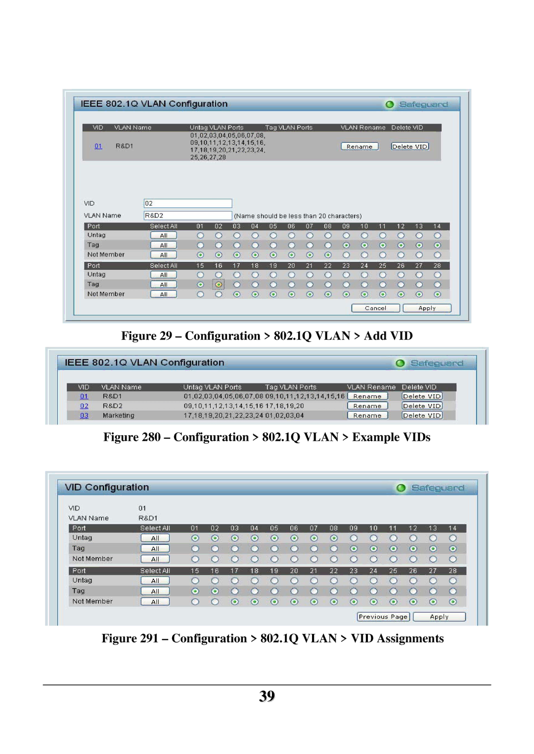 D-Link DES-1228 user manual Configuration 802.1Q Vlan Add VID 