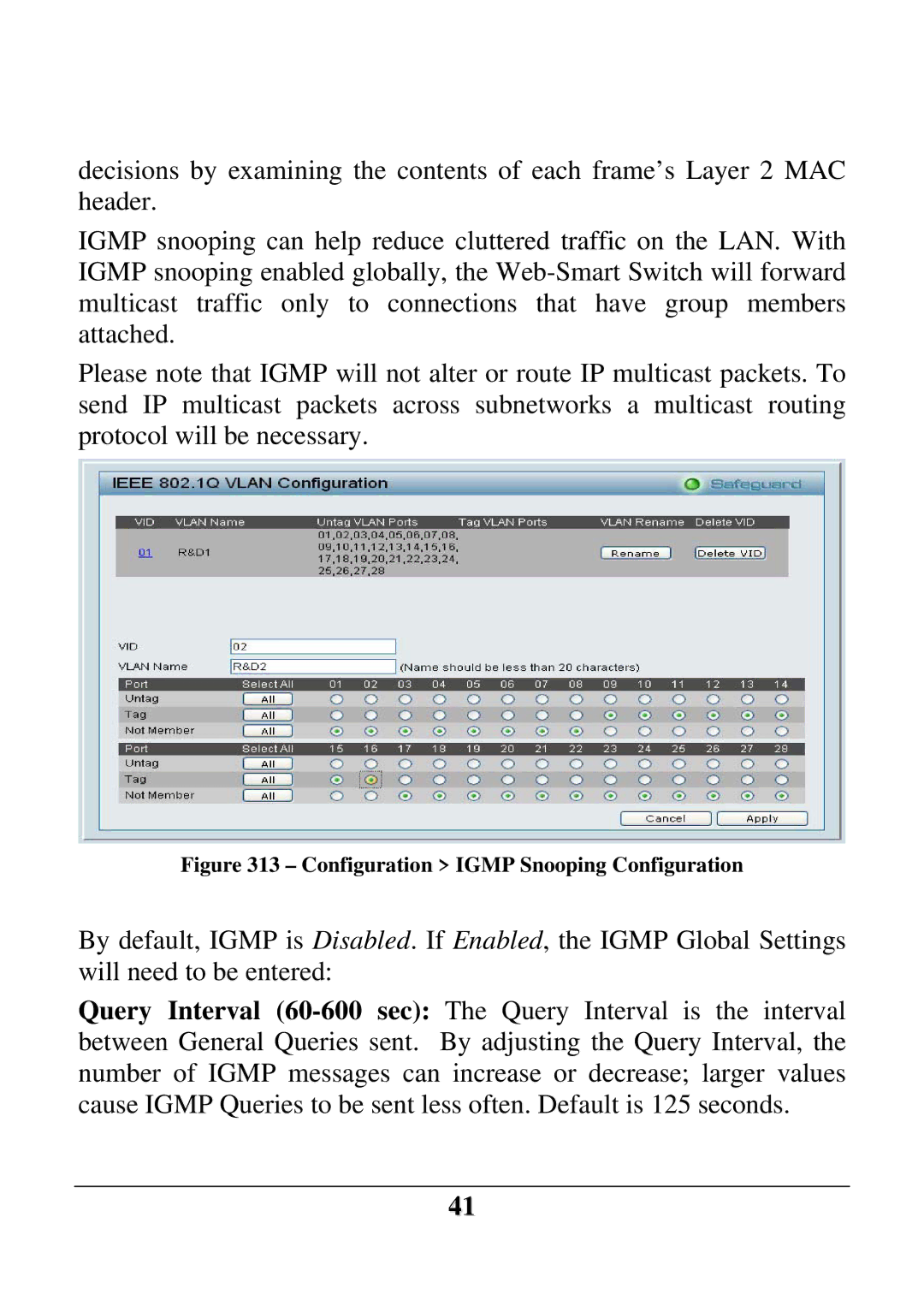 D-Link DES-1228 user manual Configuration Igmp Snooping Configuration 