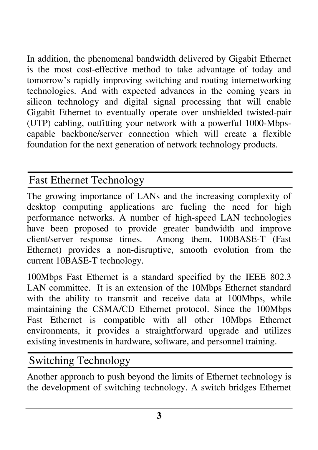 D-Link DES-1228 user manual Fast Ethernet Technology, Switching Technology 