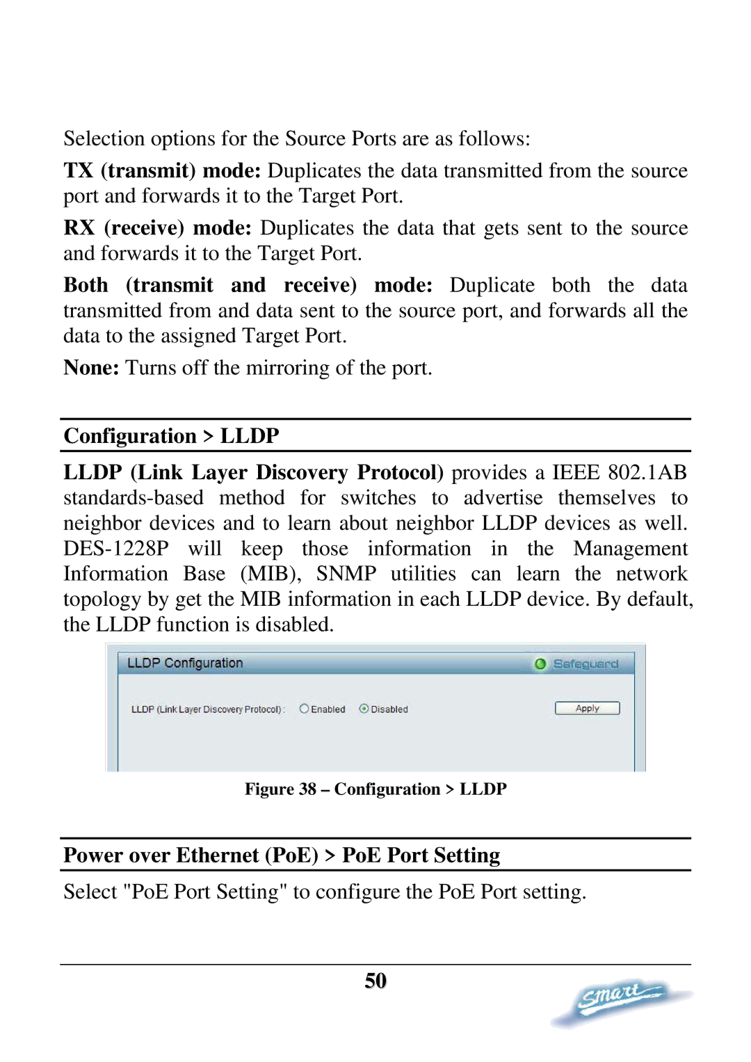 D-Link DES-1228P user manual Power over Ethernet PoE PoE Port Setting, Configuration Lldp 