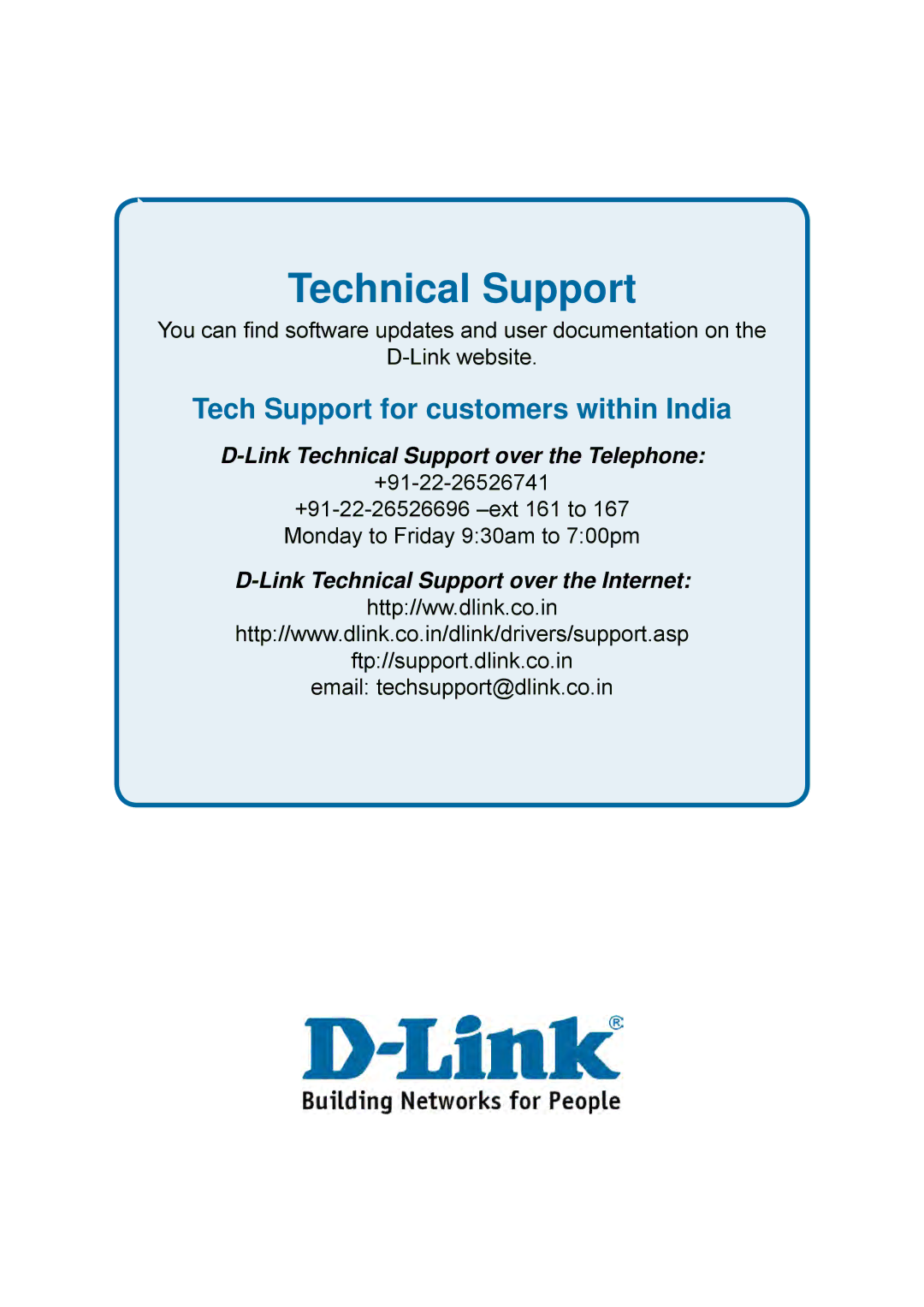 D-Link DES-1228P user manual Tech Support for customers within India 