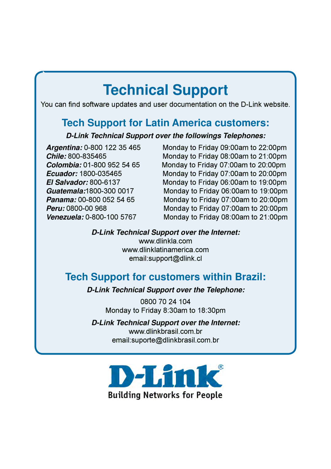 D-Link DES-1228P user manual Tech Support for Latin America customers 