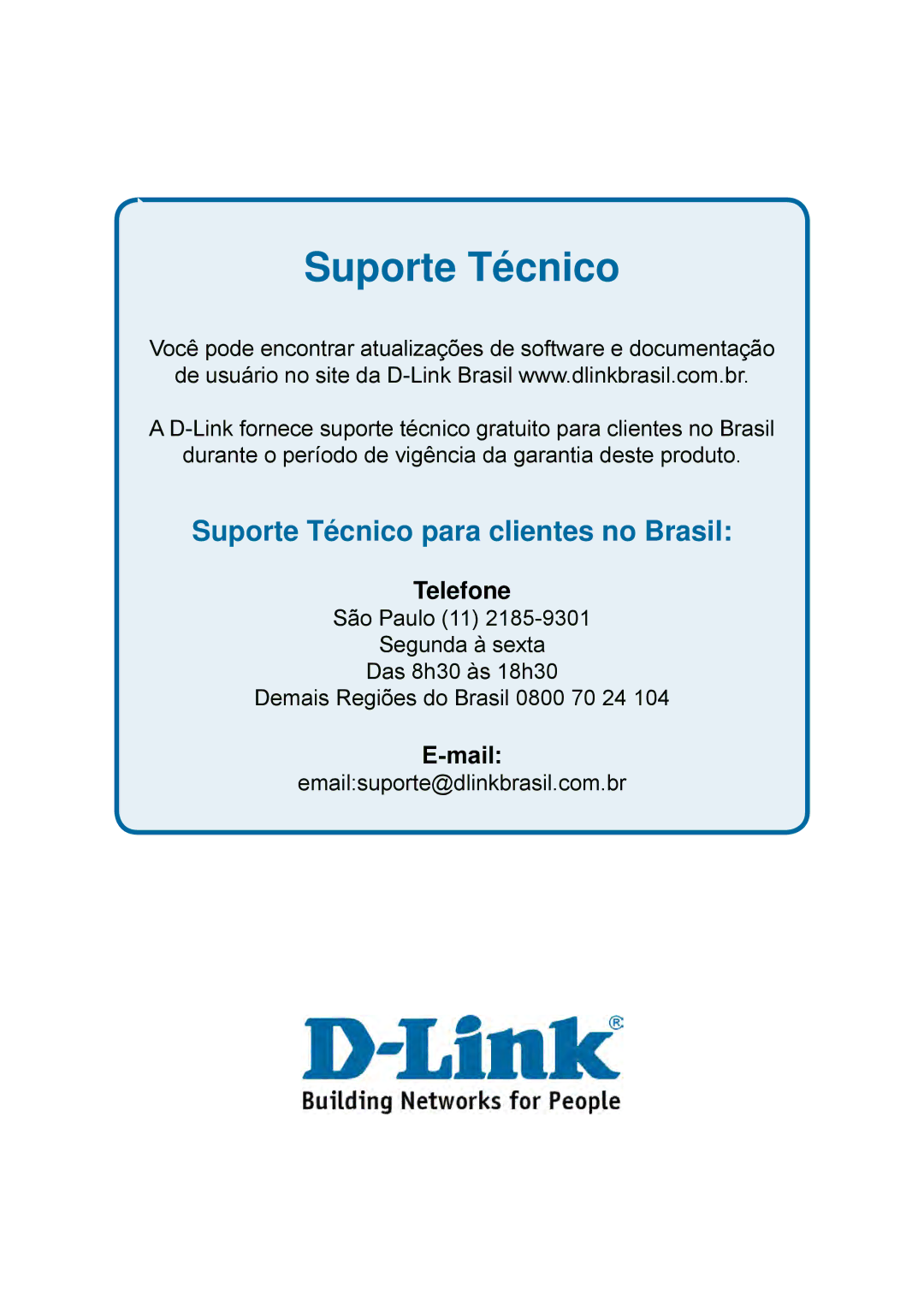 D-Link DES-1228P user manual Suporte Técnico 