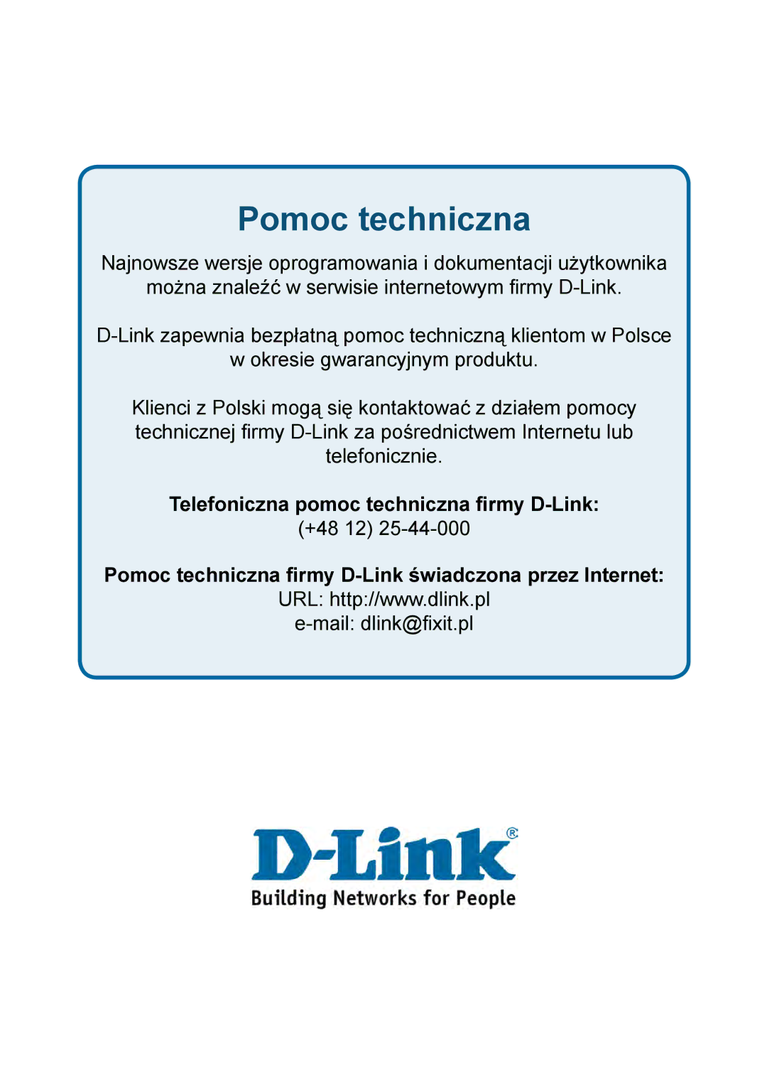 D-Link DES-1228P user manual Pomoc techniczna 