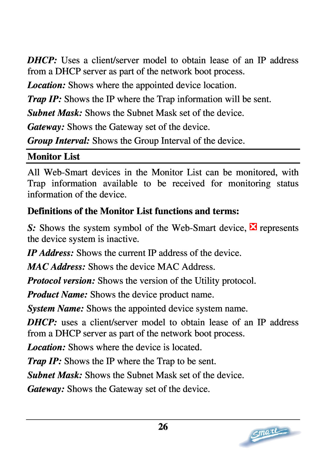 D-Link DES-1228P user manual Definitions of the Monitor List functions and terms 