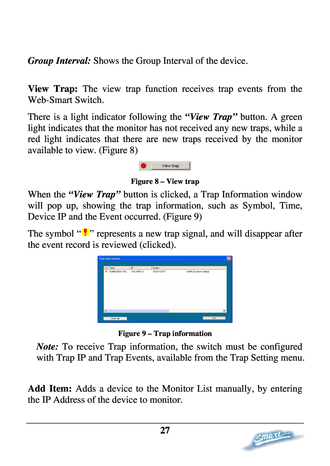 D-Link DES-1228P user manual View trap, Trap information 