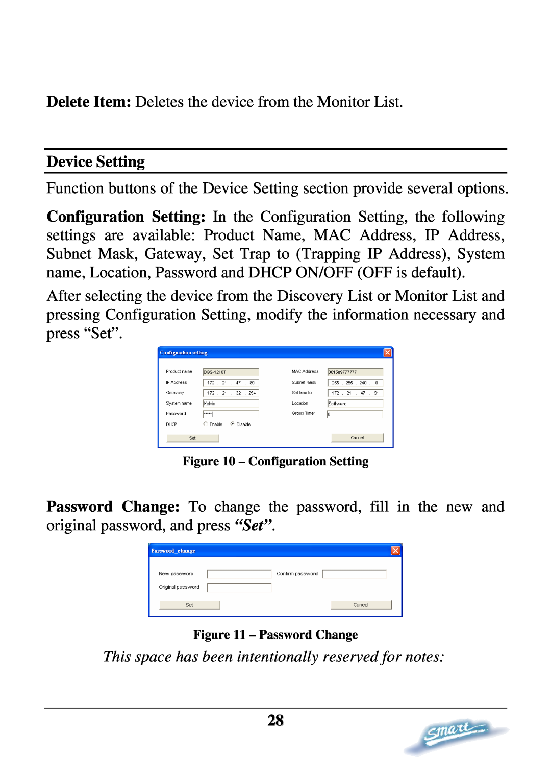 D-Link DES-1228P user manual This space has been intentionally reserved for notes, Device Setting 
