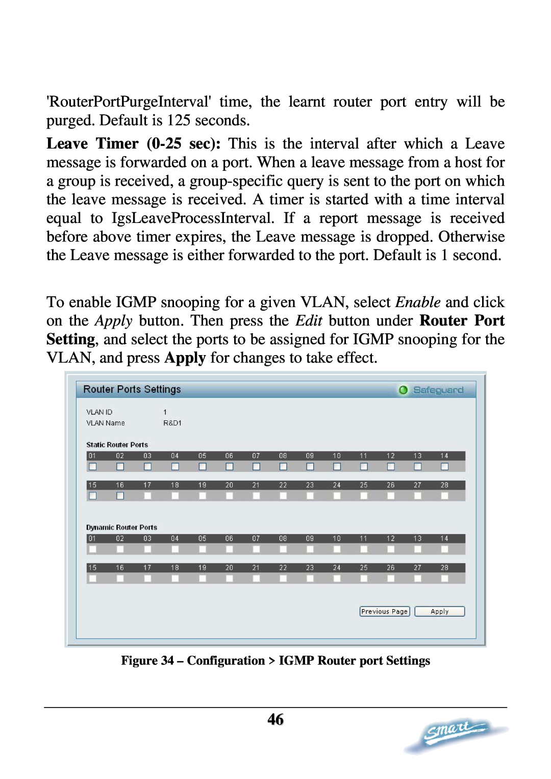 D-Link DES-1228P user manual Configuration IGMP Router port Settings 
