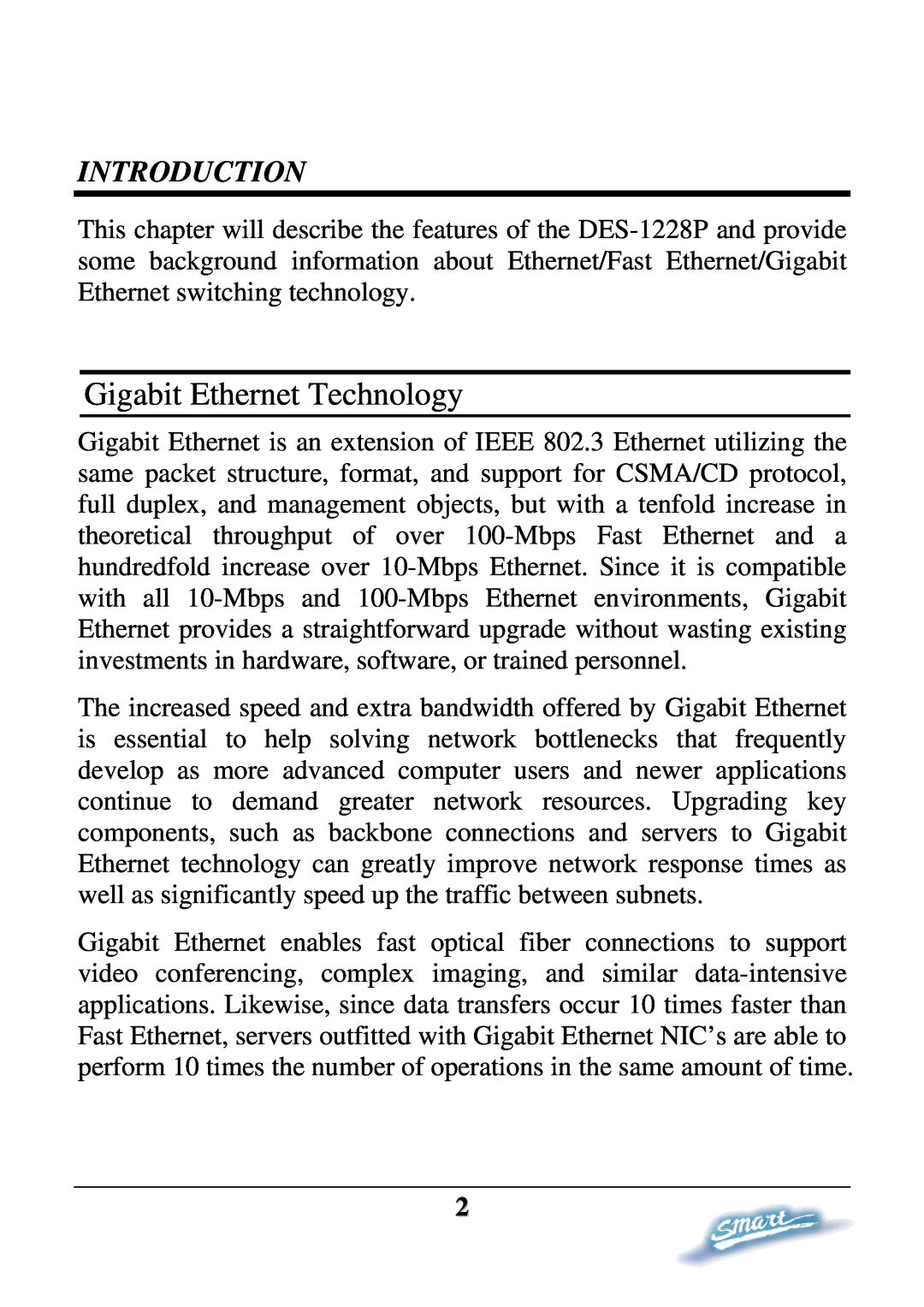D-Link DES-1228P user manual Gigabit Ethernet Technology, Introduction 