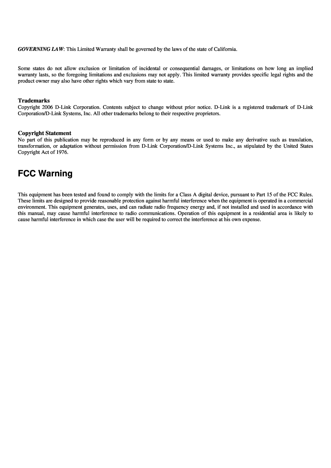 D-Link DES-1228P user manual FCC Warning, Trademarks, Copyright Statement 