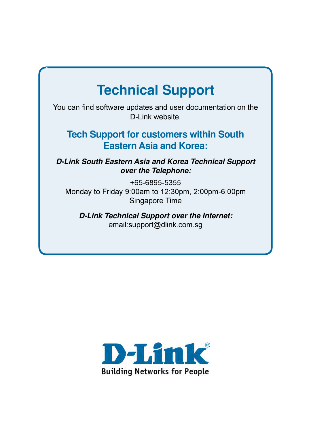 D-Link DES-1228P Technical Support, Tech Support for customers within South Eastern Asia and Korea, D-Link website 