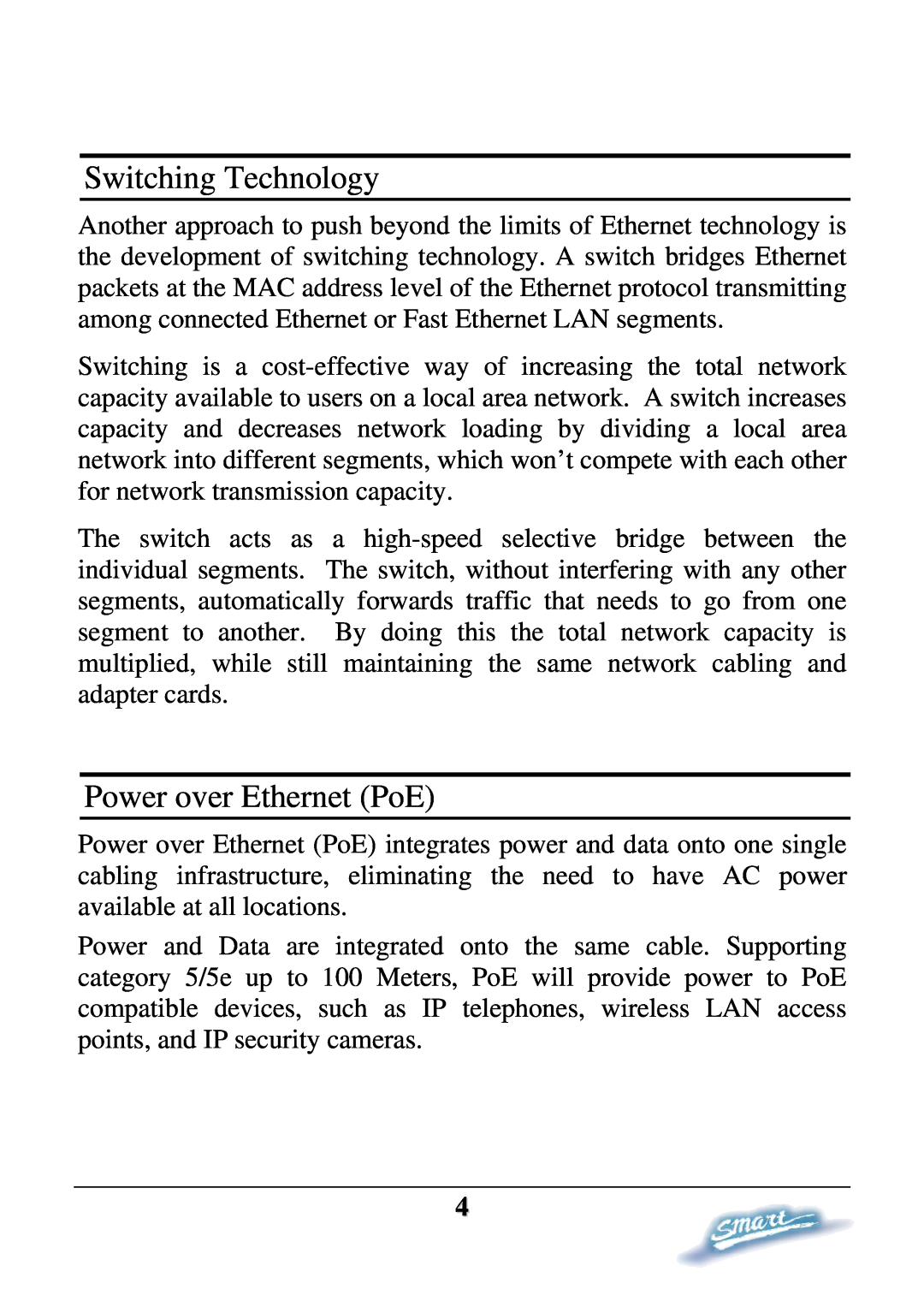 D-Link DES-1228P user manual Switching Technology, Power over Ethernet PoE 