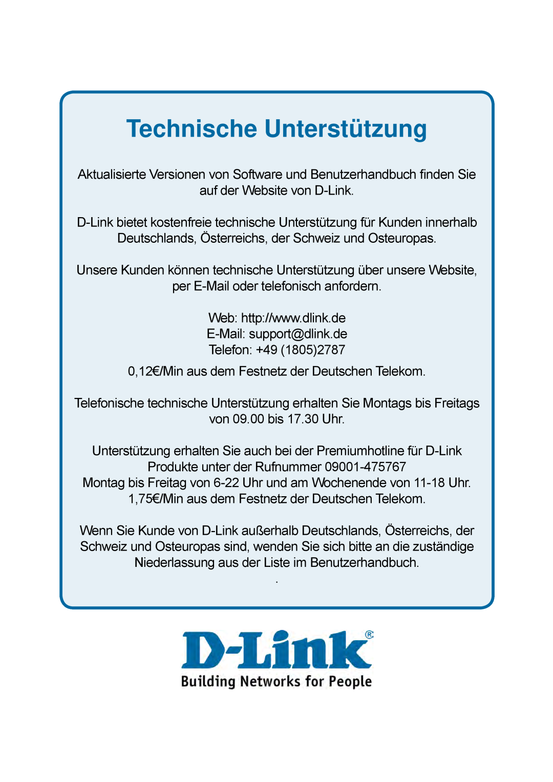 D-Link DES-1228P user manual Technische Unterstützung 