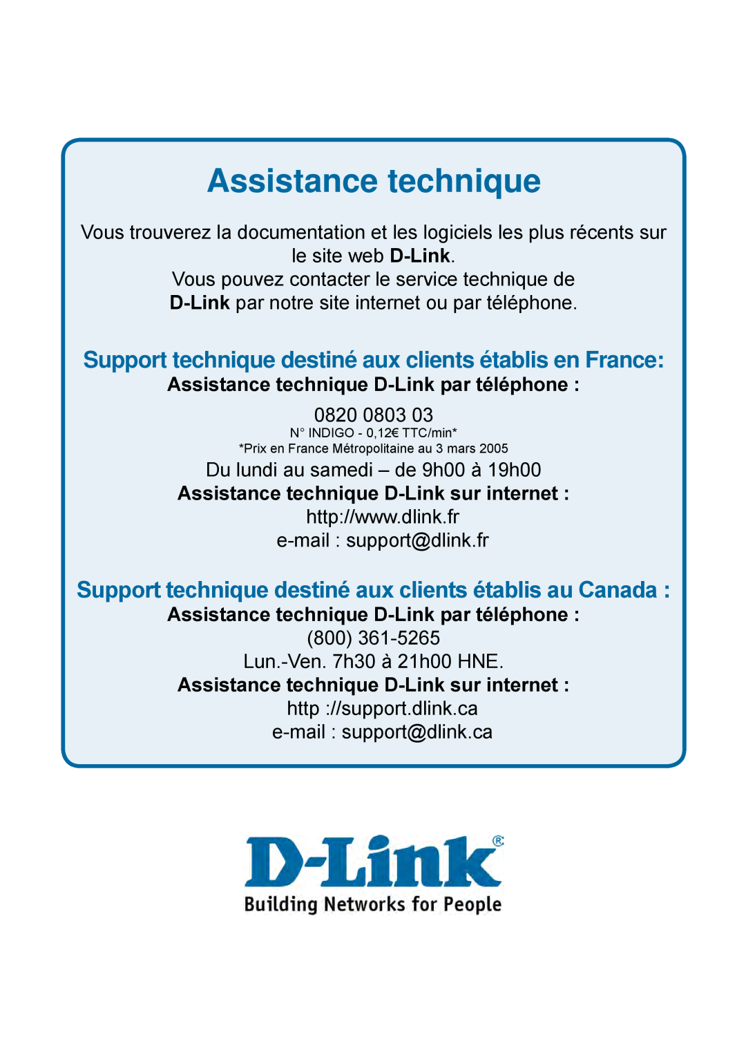 D-Link DES-1228P user manual Assistance technique, Support technique destiné aux clients établis en France 