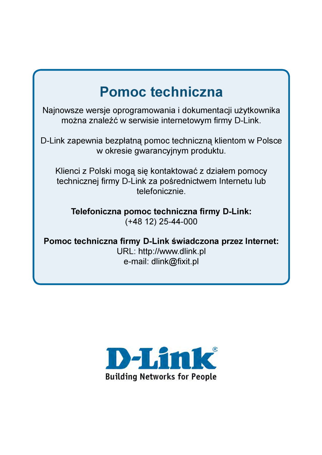 D-Link DES-1228P user manual Pomoc techniczna, Telefoniczna pomoc techniczna firmy D-Link 