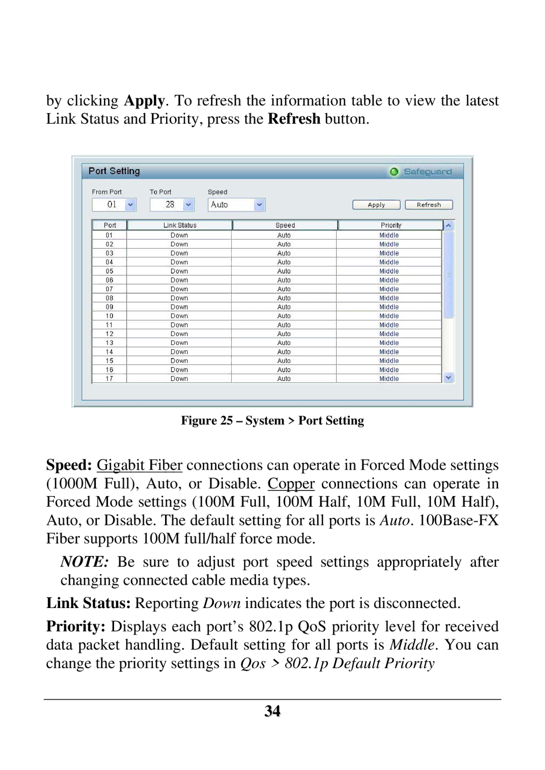 D-Link DES-1252 user manual System Port Setting 