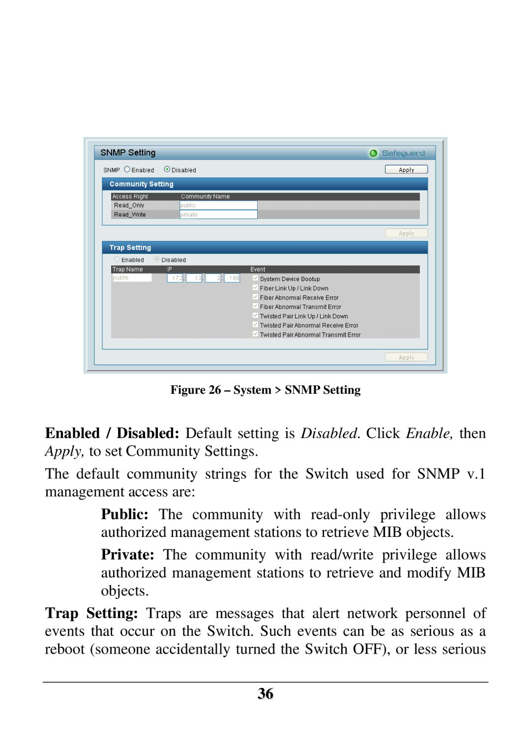 D-Link DES-1252 user manual System Snmp Setting 