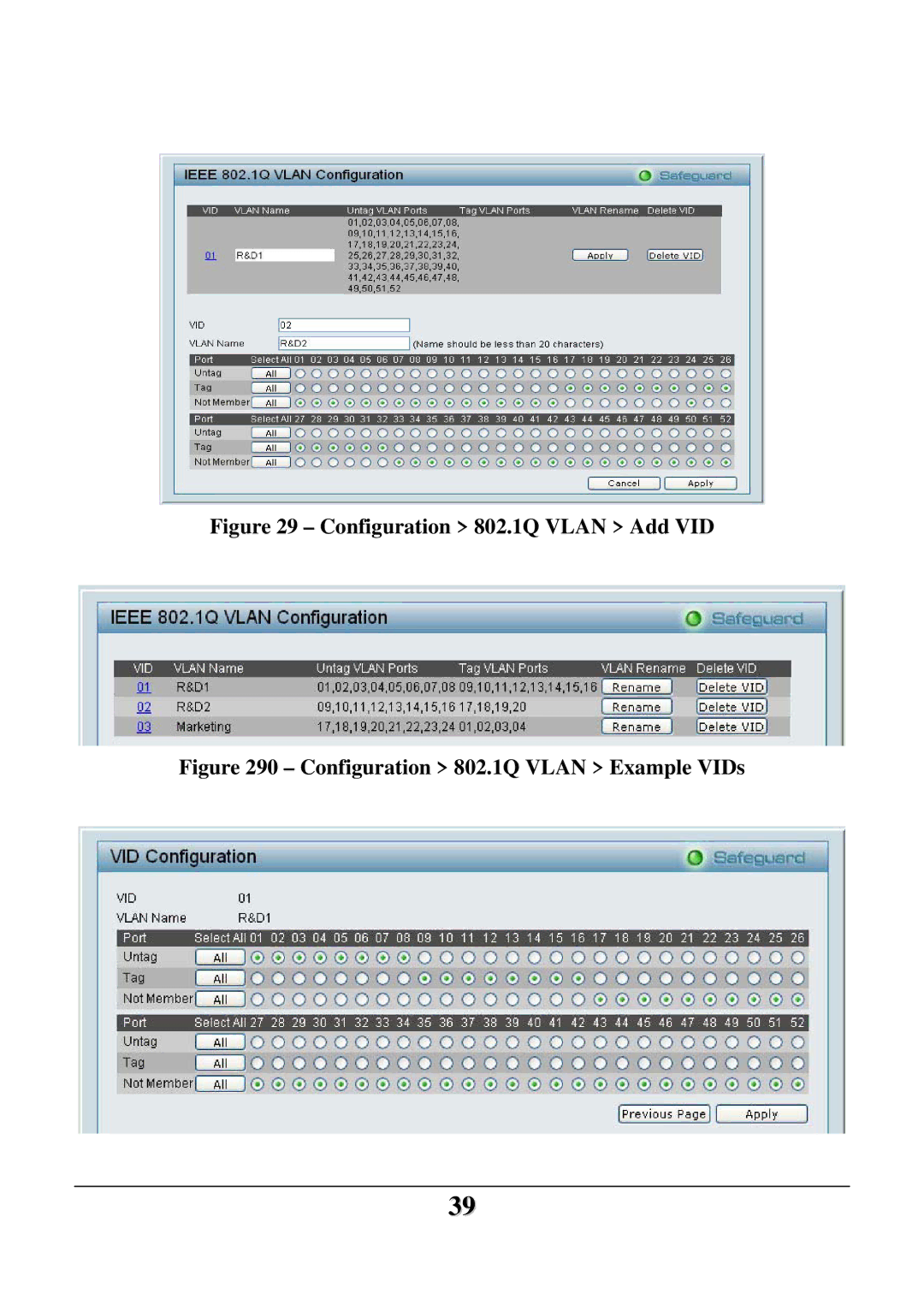 D-Link DES-1252 user manual Configuration 802.1Q Vlan Add VID 