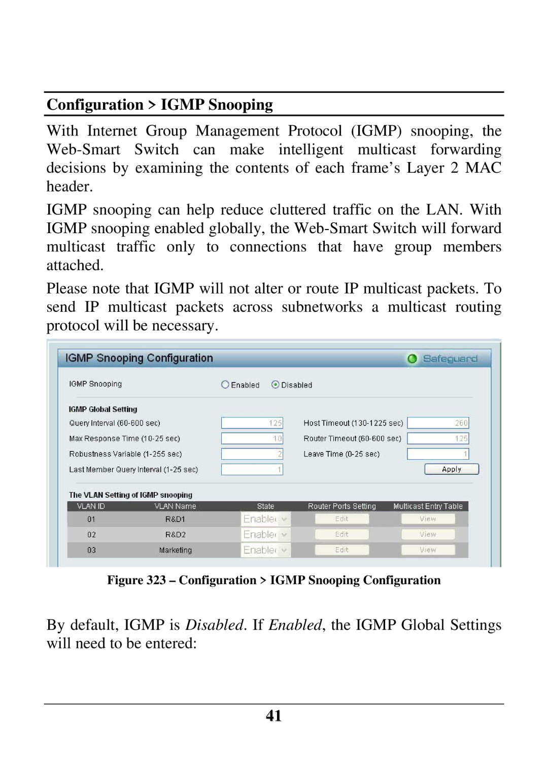 D-Link DES-1252 user manual Configuration Igmp Snooping Configuration 