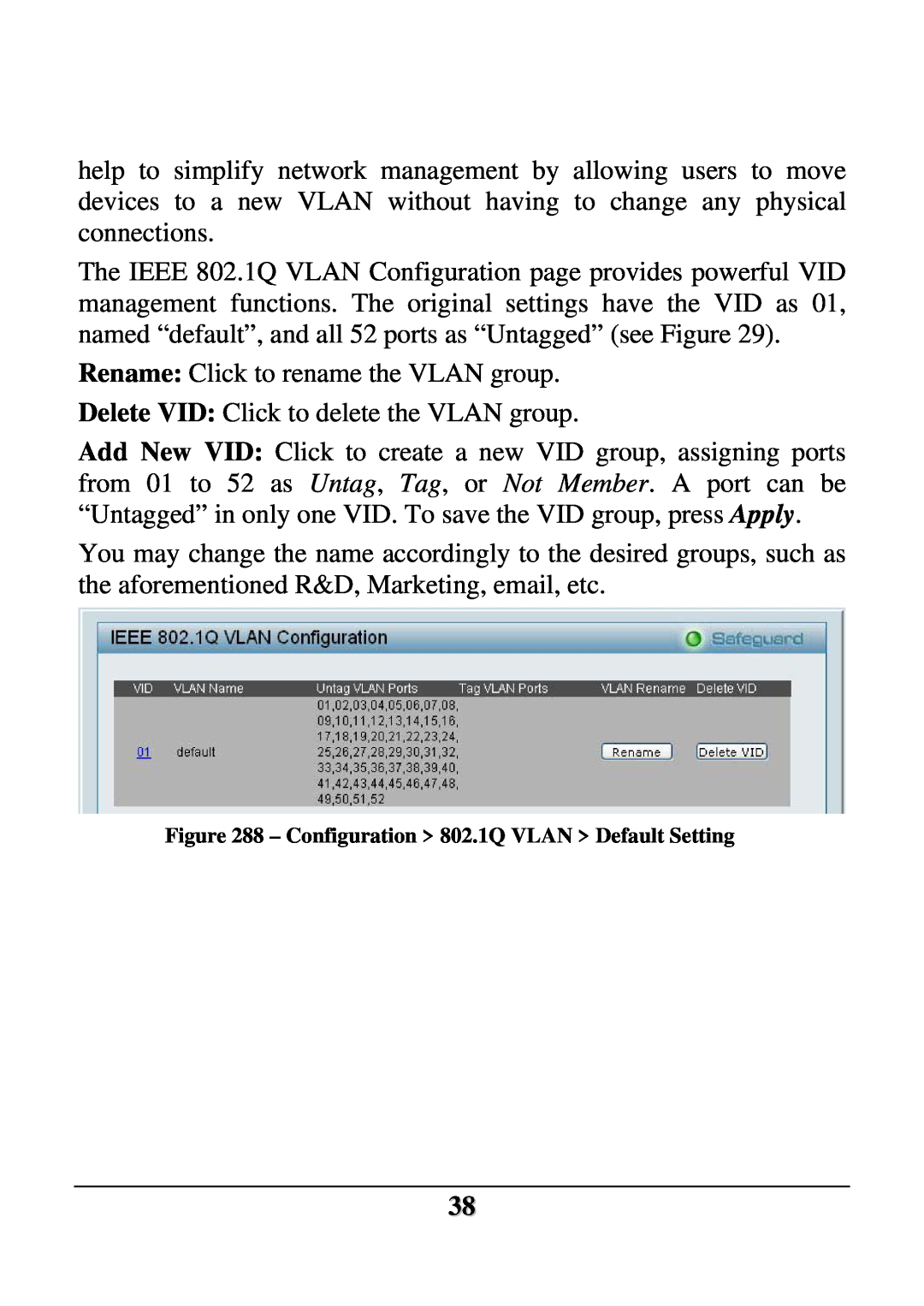 D-Link DES-1252 user manual Rename Click to rename the VLAN group 