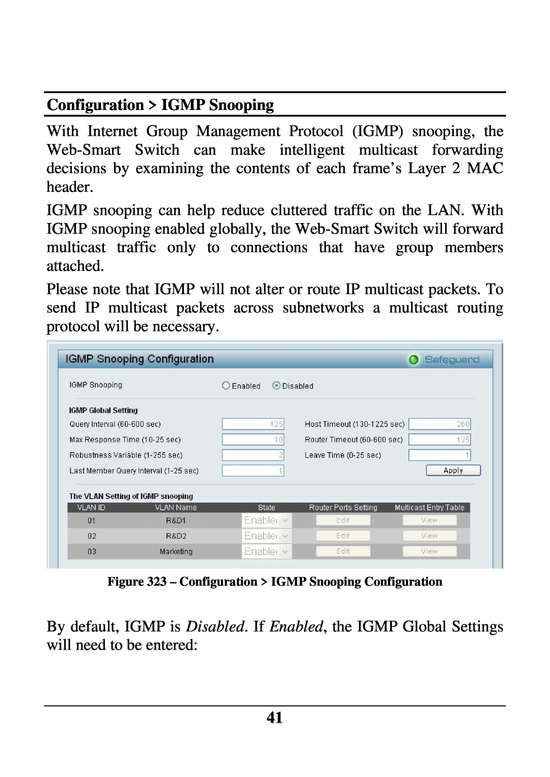 D-Link DES-1252 user manual Configuration IGMP Snooping Configuration 