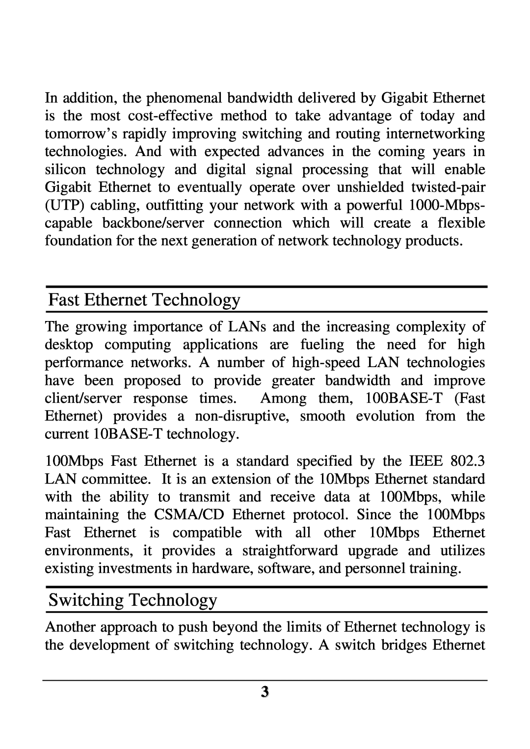 D-Link DES-1252 user manual Fast Ethernet Technology, Switching Technology 
