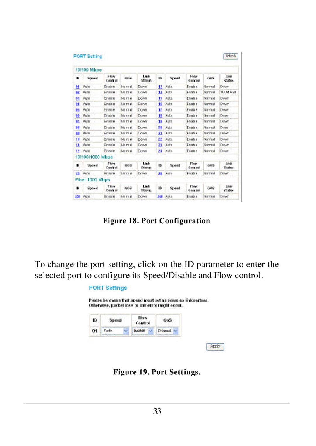 D-Link DES-1526 manual Port Configuration 