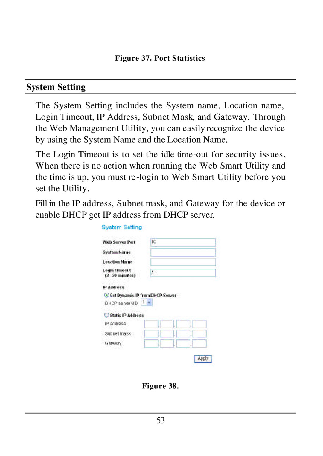 D-Link DES-1526 manual System Setting, Port Statistics 