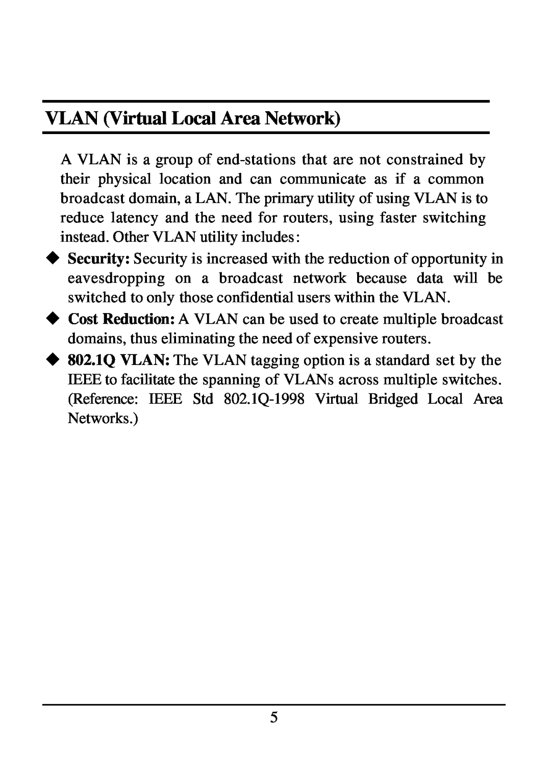 D-Link DES-1526 manual VLAN Virtual Local Area Network 