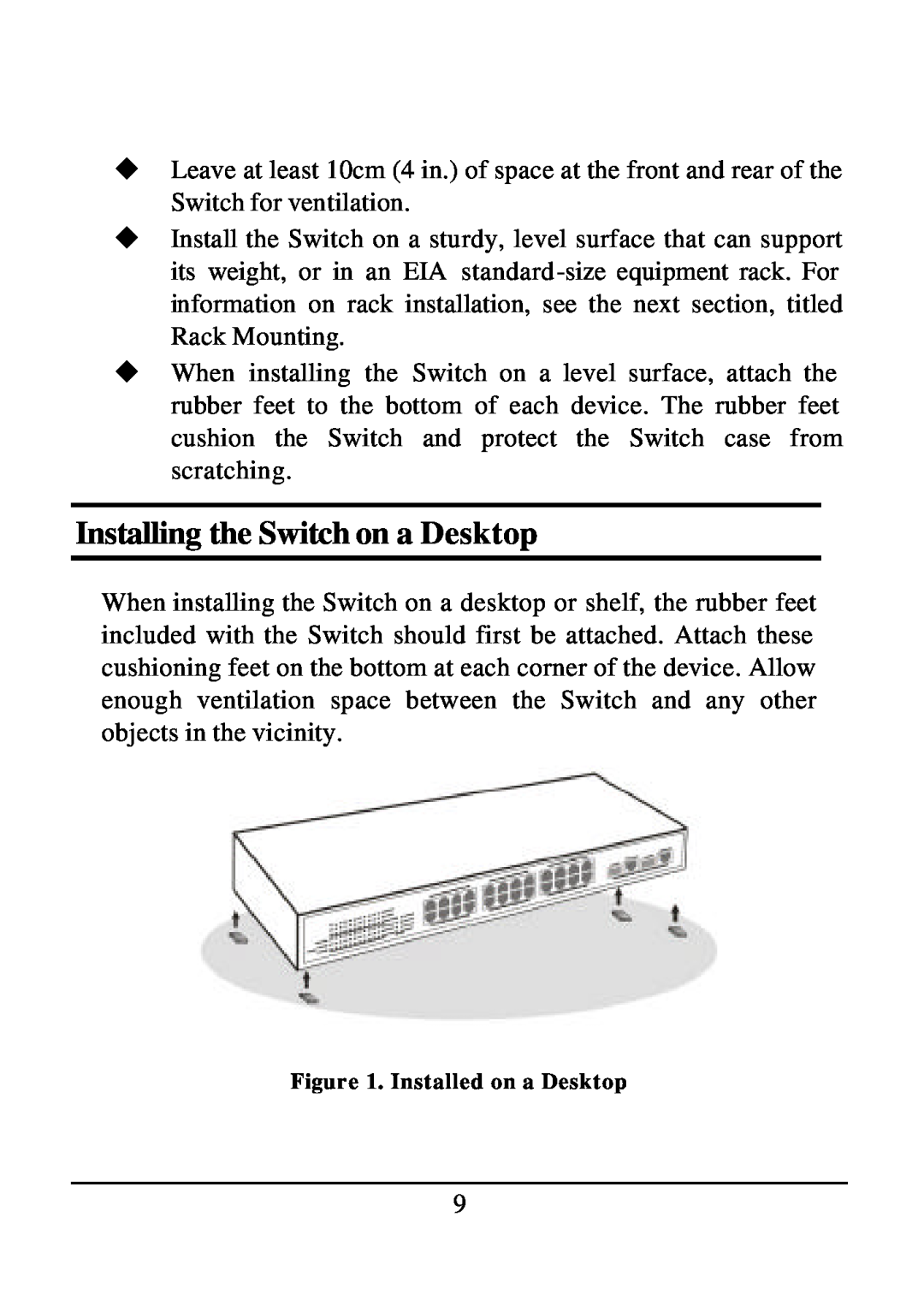 D-Link DES-1526 manual Installing the Switch on a Desktop 
