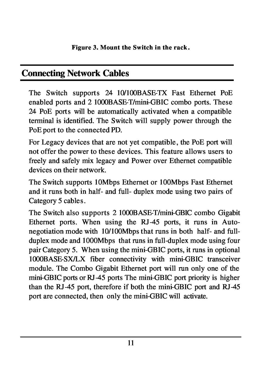 D-Link DES-1526 manual Connecting Network Cables 