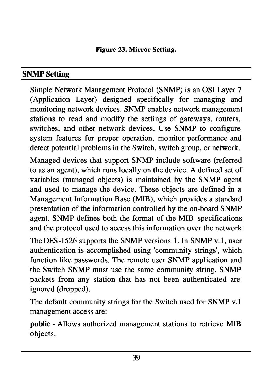 D-Link DES-1526 manual SNMP Setting 