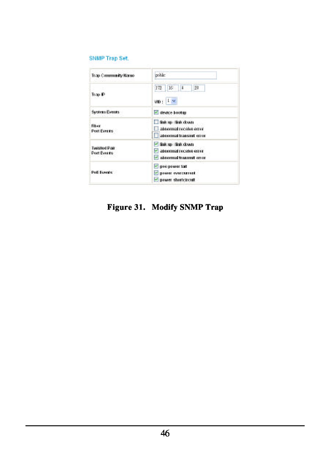 D-Link DES-1526 manual Modify SNMP Trap 