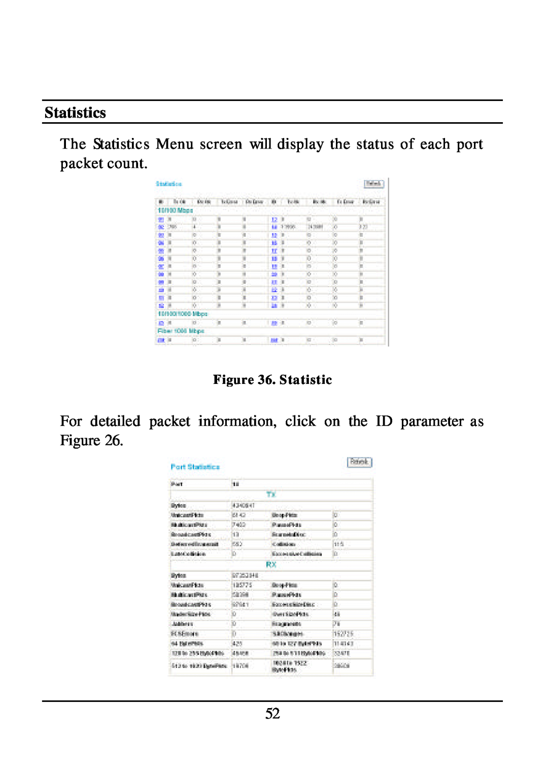 D-Link DES-1526 manual Statistics 