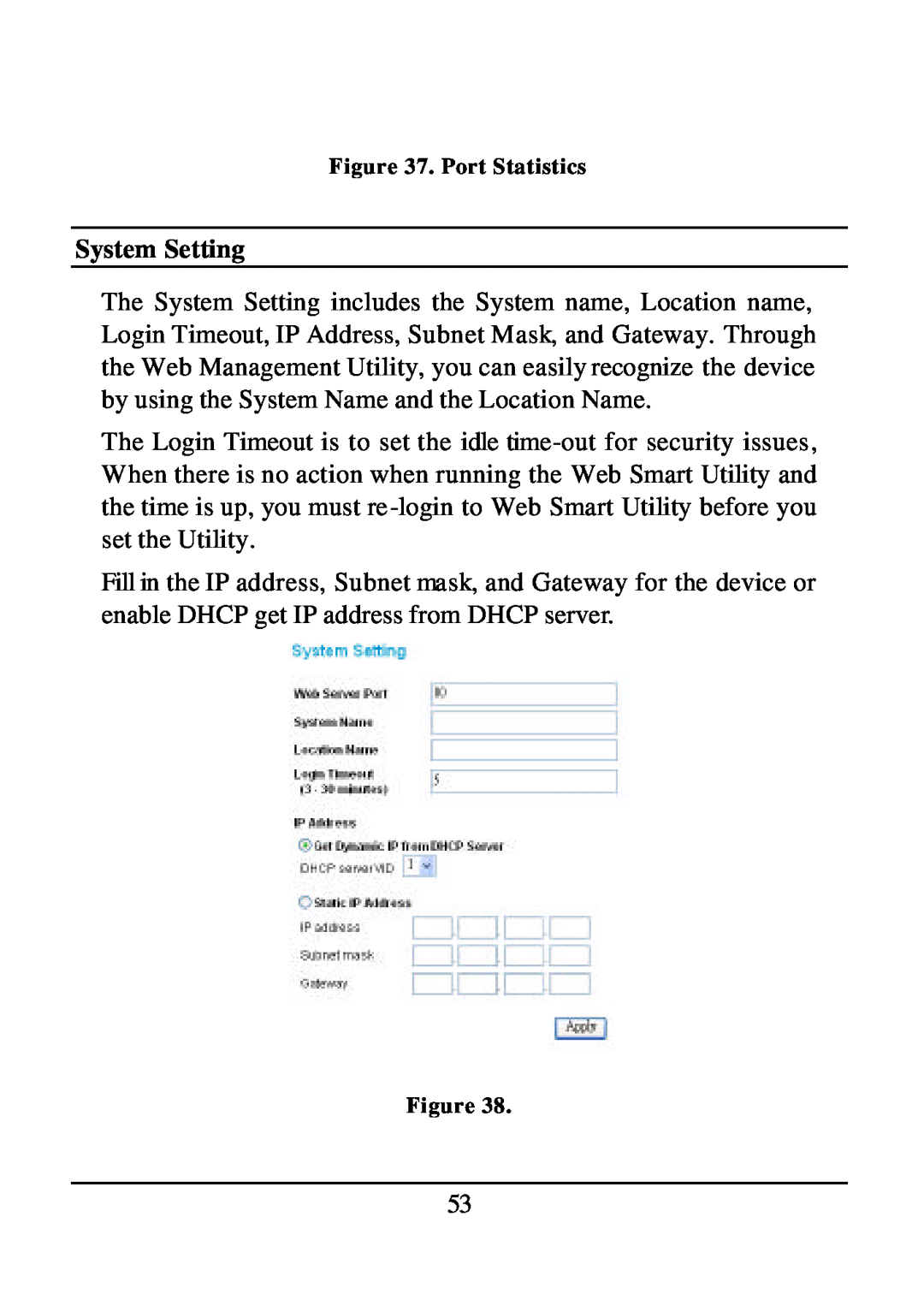 D-Link DES-1526 manual System Setting 