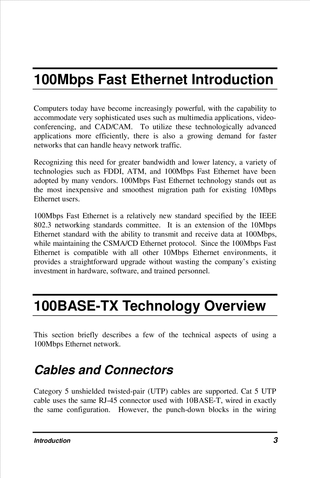 D-Link DES-2212 manual 100Mbps Fast Ethernet Introduction, 100BASE-TX Technology Overview, Cables and Connectors 