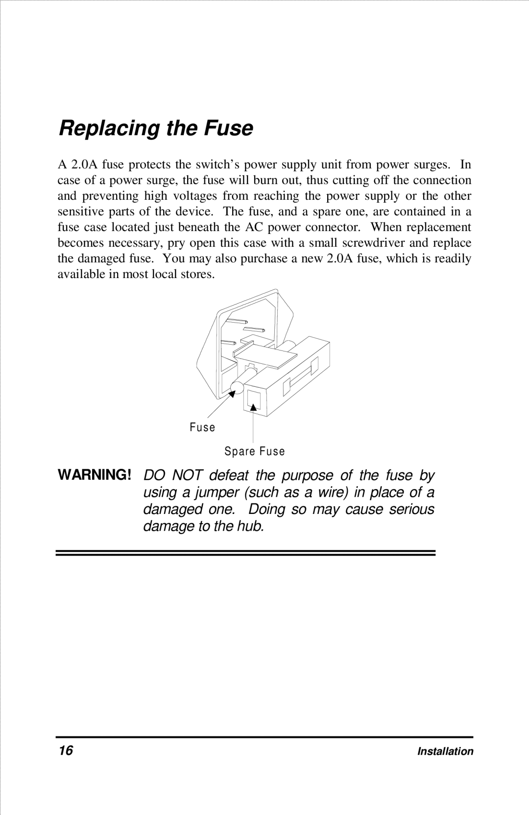 D-Link DES-2212 manual Replacing the Fuse 