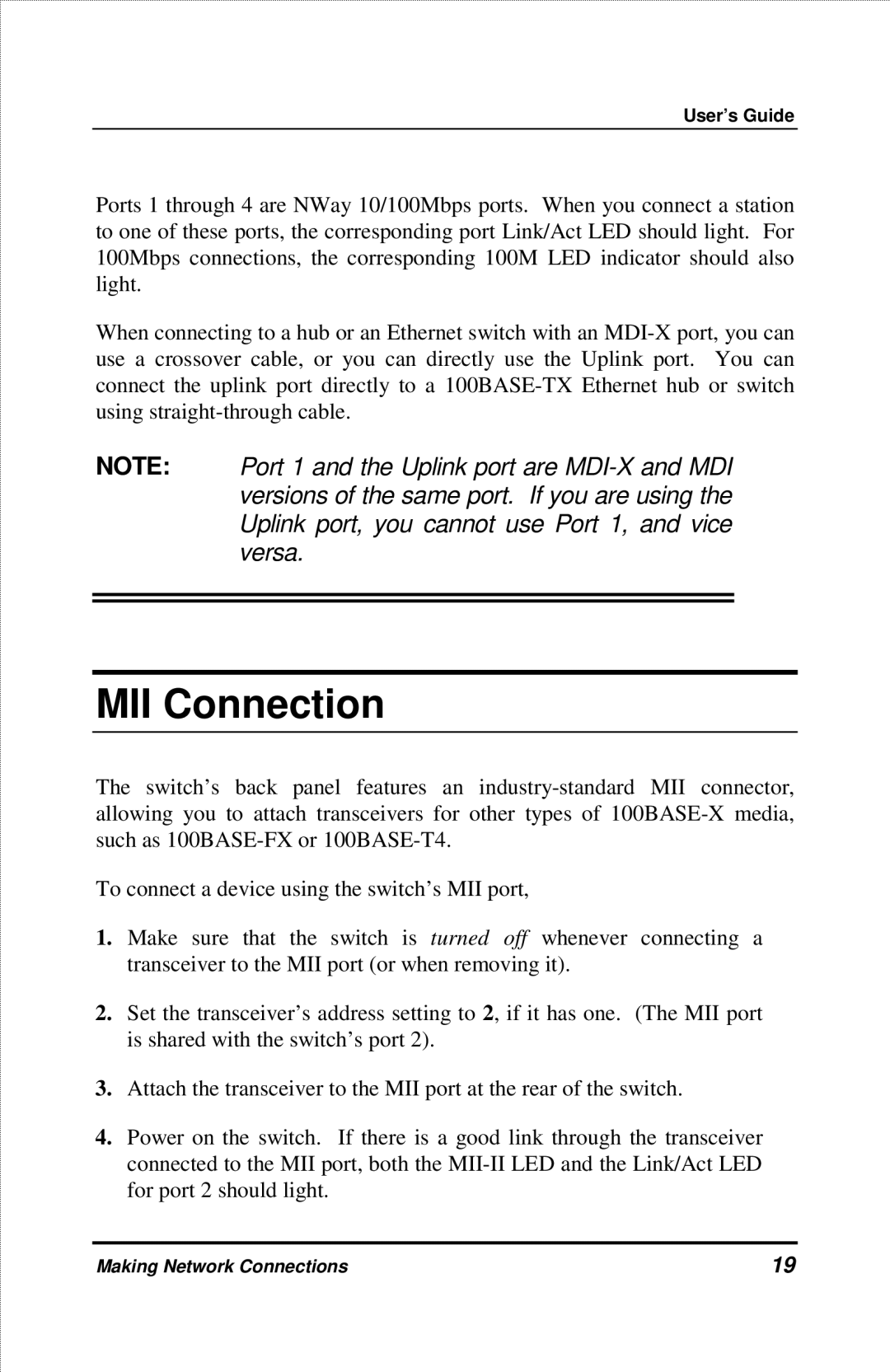 D-Link DES-2212 manual MII Connection 