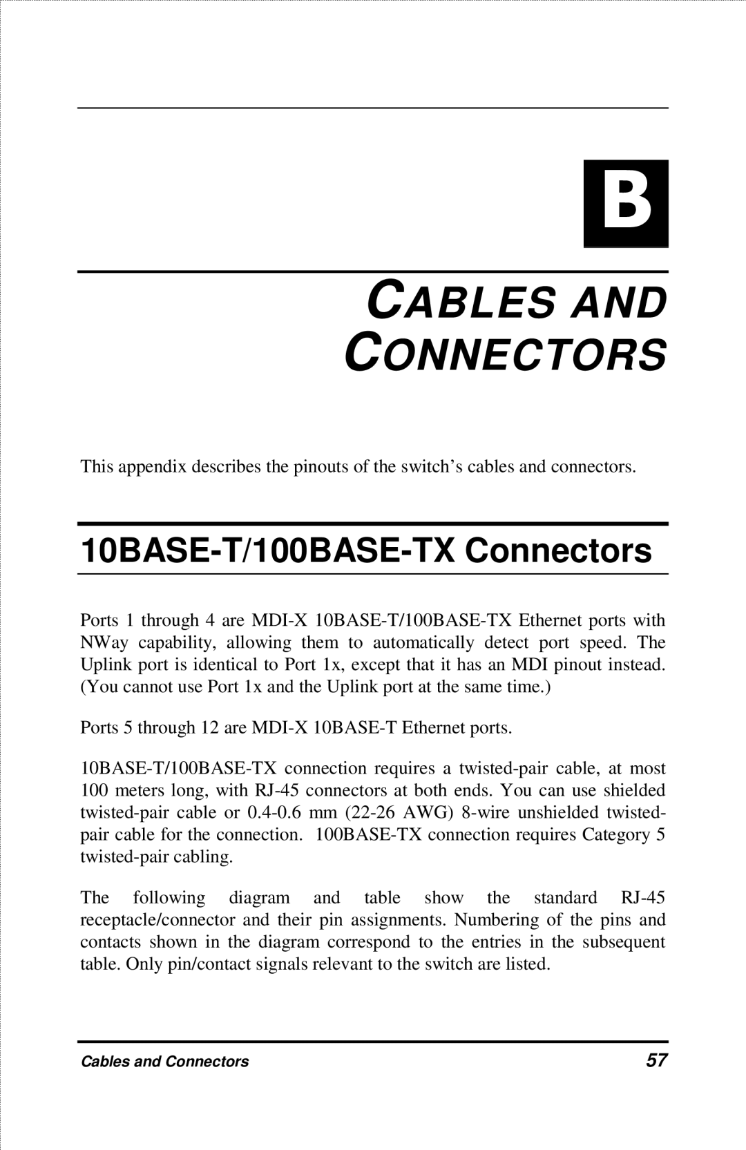 D-Link DES-2212 manual Cables Connectors, 10BASE-T/100BASE-TX Connectors 