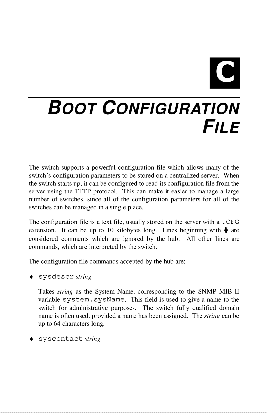 D-Link DES-2212 manual Boot Configuration File, Sysdescr string 