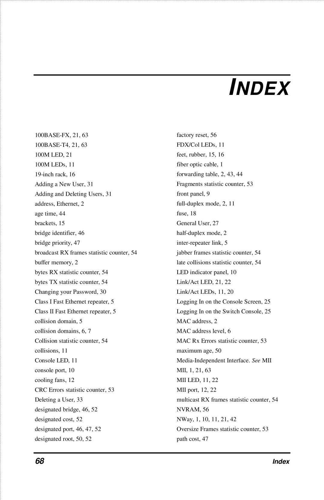 D-Link DES-2212 manual Index 