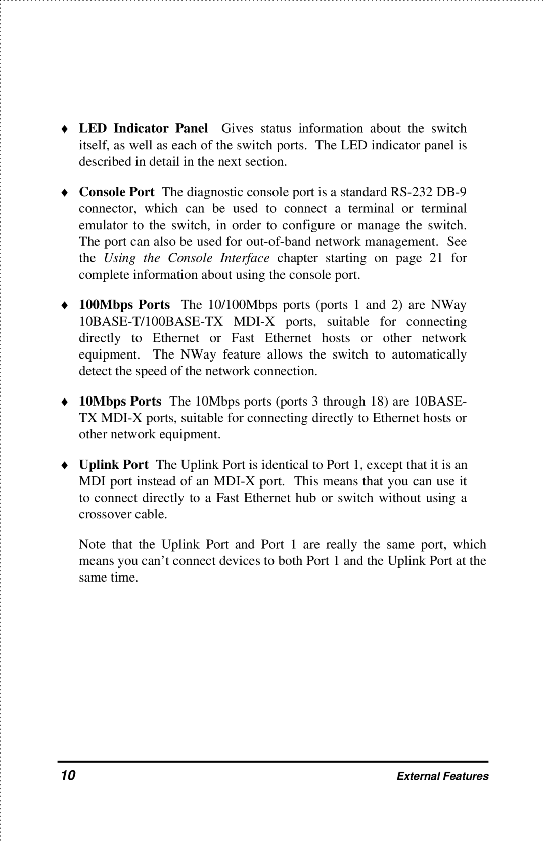 D-Link DES-2218 manual External Features 