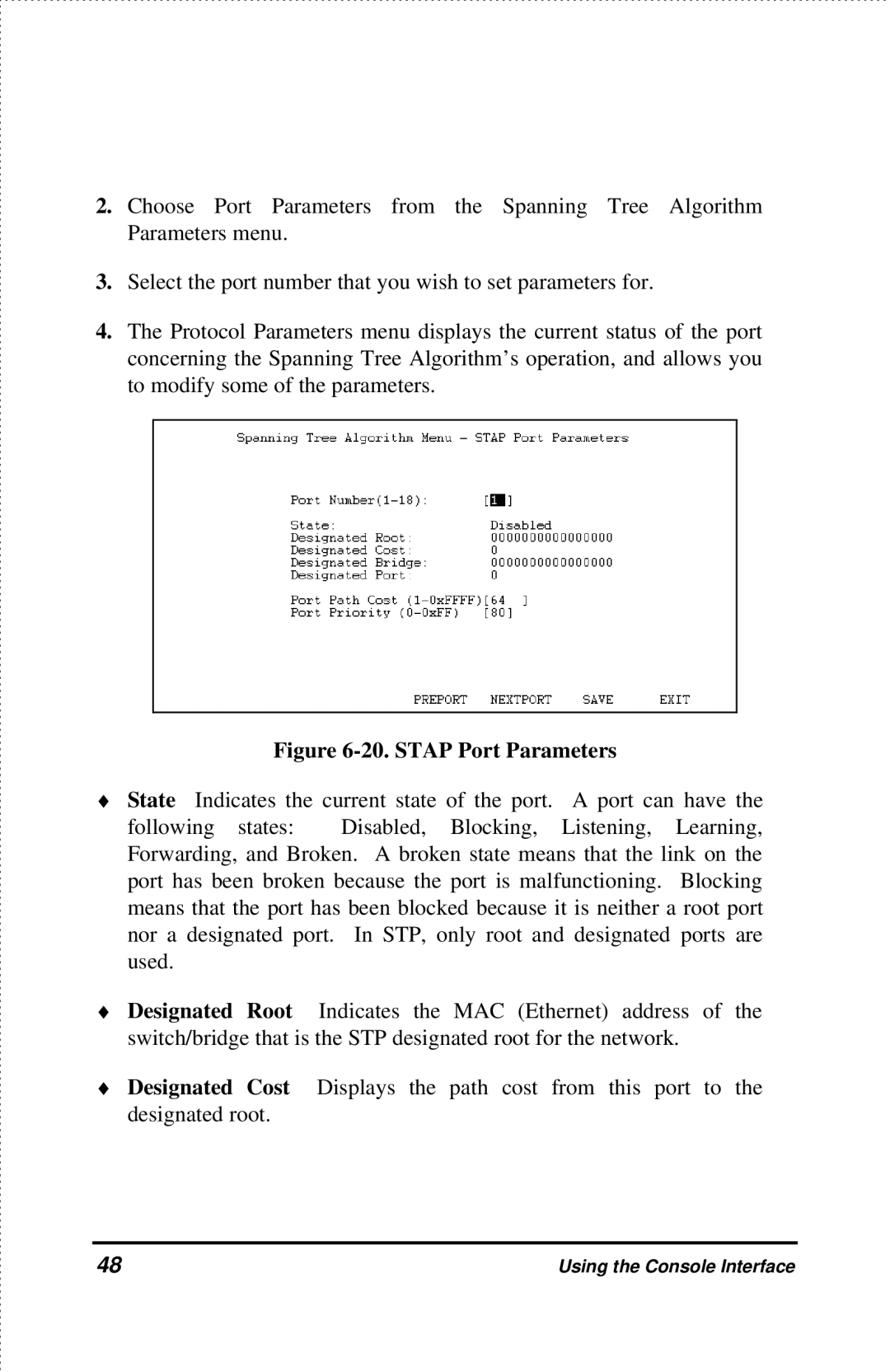 D-Link DES-2218 manual Stap Port Parameters 