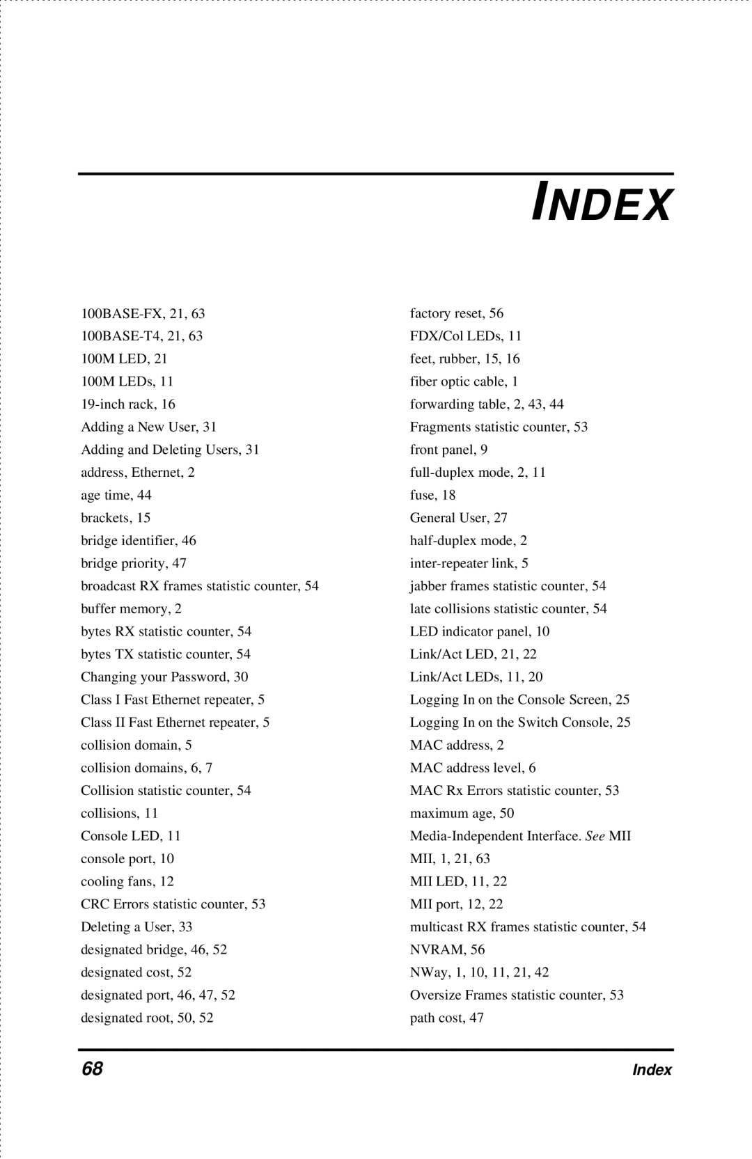 D-Link DES-2218 manual Index 