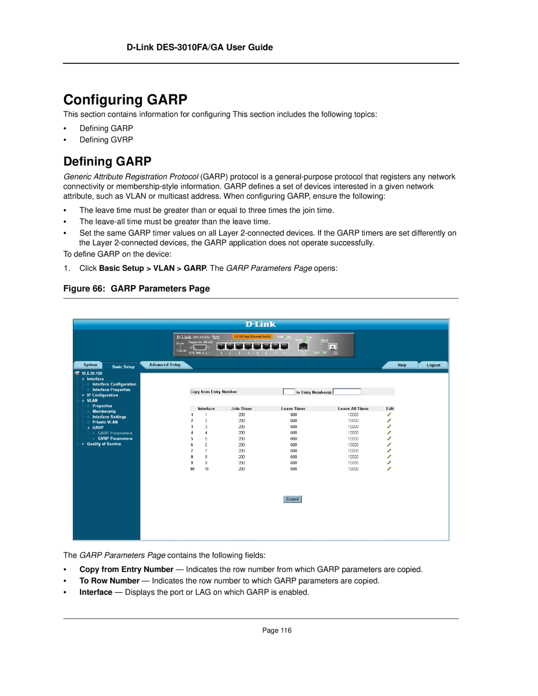 D-Link DES-3010FA/GA manual Configuring Garp, Defining Garp 