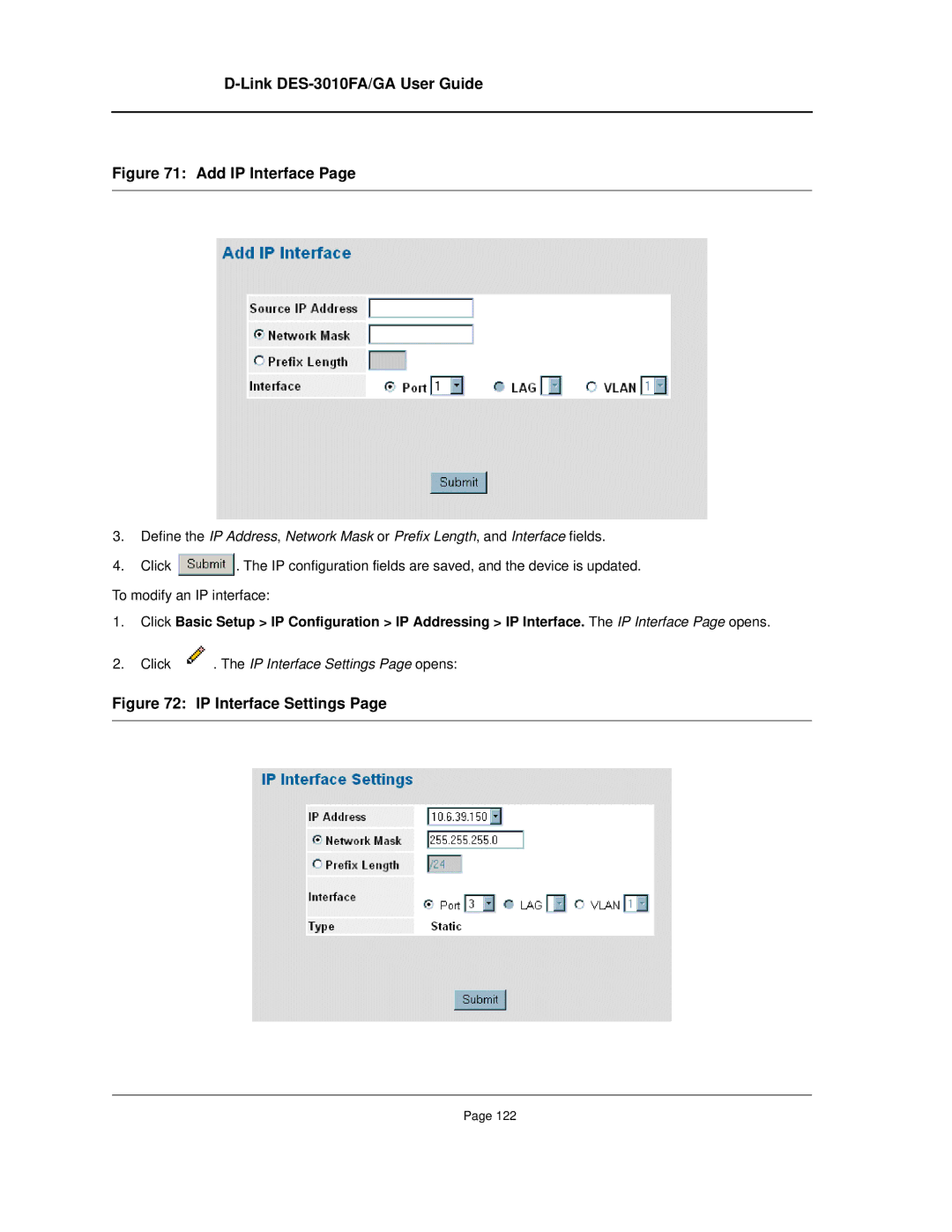 D-Link DES-3010FA/GA manual Add IP Interface 